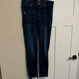 Express High Rise Ankle Jean, Stretchy, Dark Wash, Size 6L, Worn Twice